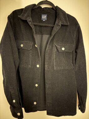 Gap Black Corduroy Collared Shirt Jacket